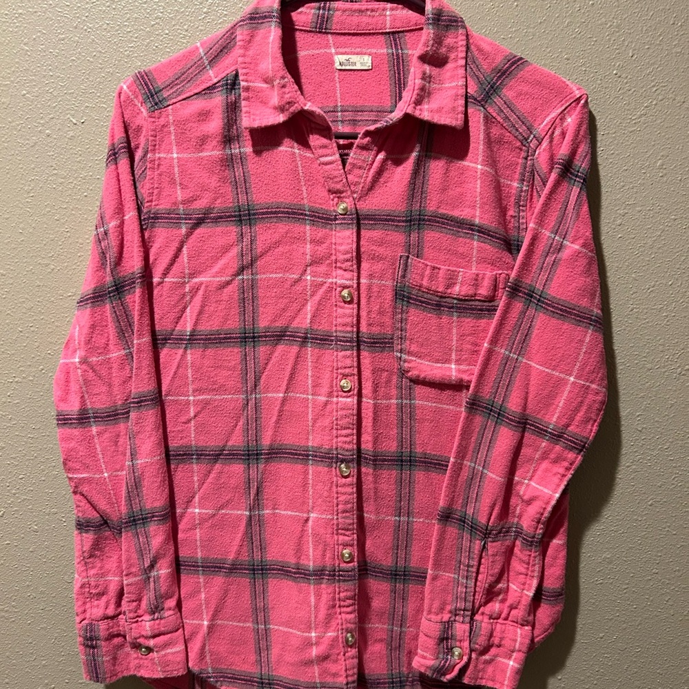 Hollister Pink Plaid Button-Up Shirt